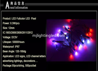 CHINA 12MM 5V Fullcolor Digital Rgb Led Pixel1903IC Pixeles de cadena Luces T-1000S Controladores Signos publicitarios programables proveedor